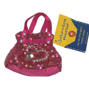 BAB Build-A-Bear Purse Pink Glitter Heart  New Tag
